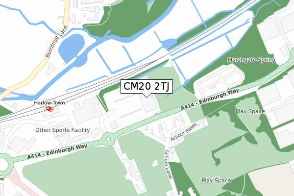 CM20 2TJ map - large scale - OS Open Zoomstack (Ordnance Survey)