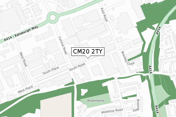 CM20 2TY map - large scale - OS Open Zoomstack (Ordnance Survey)