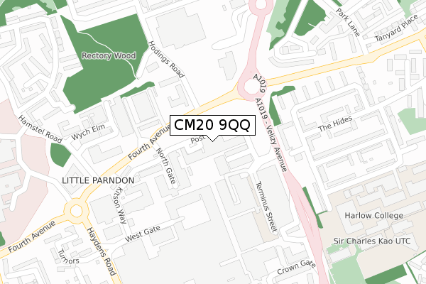 CM20 9QQ map - large scale - OS Open Zoomstack (Ordnance Survey)