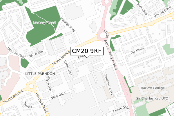 CM20 9RF map - large scale - OS Open Zoomstack (Ordnance Survey)