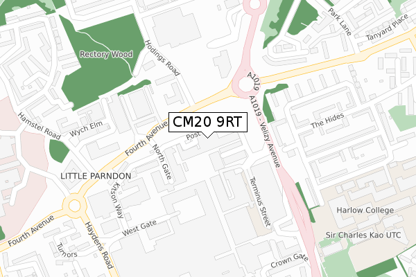 CM20 9RT map - large scale - OS Open Zoomstack (Ordnance Survey)
