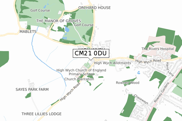 CM21 0DU map - small scale - OS Open Zoomstack (Ordnance Survey)