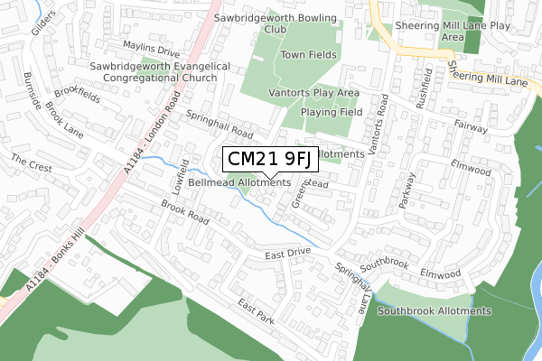CM21 9FJ map - large scale - OS Open Zoomstack (Ordnance Survey) CM21 9FJ map - large scale - OS Open Zoomstack (Ordnance Survey)