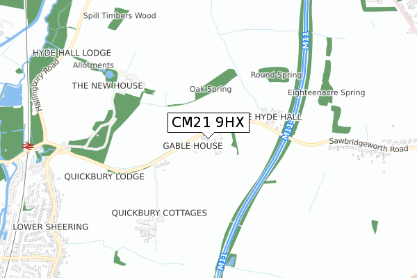 CM21 9HX map - small scale - OS Open Zoomstack (Ordnance Survey)