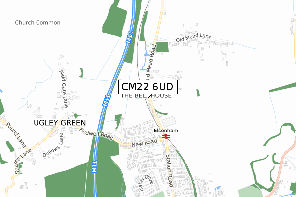 CM22 6UD map - small scale - OS Open Zoomstack (Ordnance Survey) CM22 6UD map - small scale - OS Open Zoomstack (Ordnance Survey)