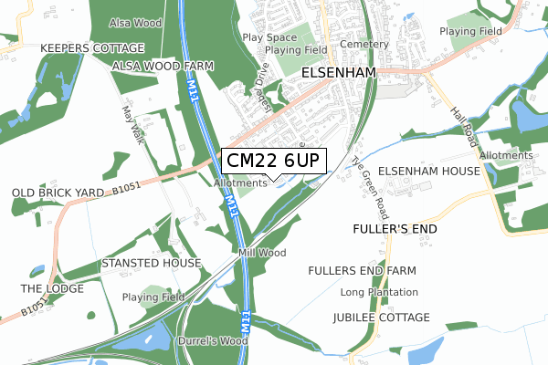 CM22 6UP map - small scale - OS Open Zoomstack (Ordnance Survey)