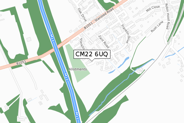 CM22 6UQ map - large scale - OS Open Zoomstack (Ordnance Survey) CM22 6UQ map - large scale - OS Open Zoomstack (Ordnance Survey)