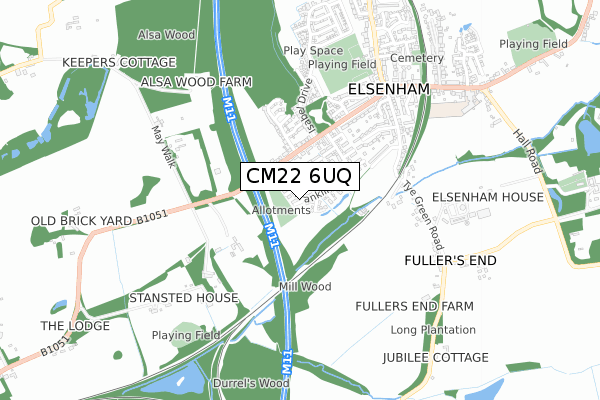 CM22 6UQ map - small scale - OS Open Zoomstack (Ordnance Survey) CM22 6UQ map - small scale - OS Open Zoomstack (Ordnance Survey)