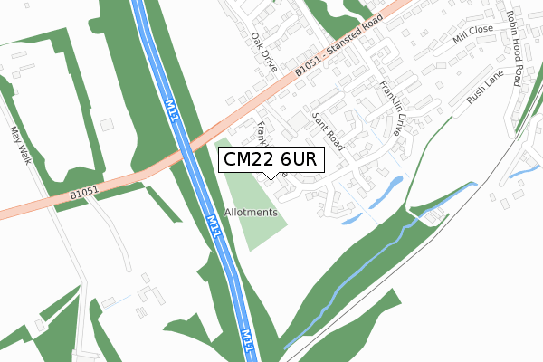 CM22 6UR map - large scale - OS Open Zoomstack (Ordnance Survey)