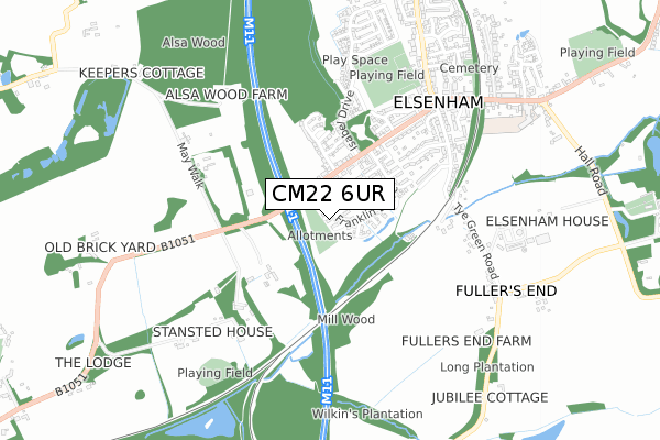 CM22 6UR map - small scale - OS Open Zoomstack (Ordnance Survey)