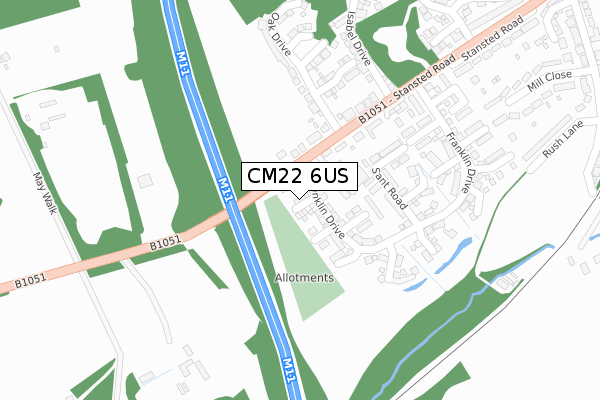 CM22 6US map - large scale - OS Open Zoomstack (Ordnance Survey) CM22 6US map - large scale - OS Open Zoomstack (Ordnance Survey)
