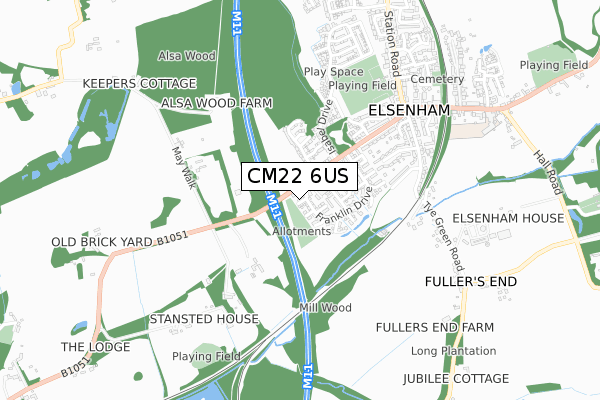CM22 6US map - small scale - OS Open Zoomstack (Ordnance Survey) CM22 6US map - small scale - OS Open Zoomstack (Ordnance Survey)