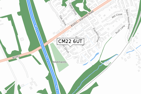 CM22 6UT map - large scale - OS Open Zoomstack (Ordnance Survey) CM22 6UT map - large scale - OS Open Zoomstack (Ordnance Survey)