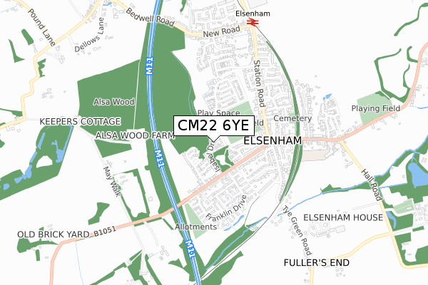CM22 6YE map - small scale - OS Open Zoomstack (Ordnance Survey) CM22 6YE map - small scale - OS Open Zoomstack (Ordnance Survey)