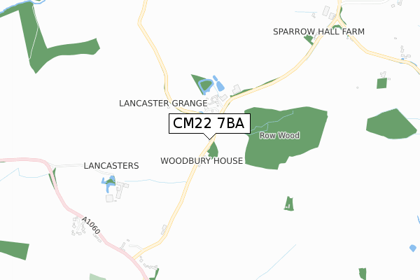 CM22 7BA map - small scale - OS Open Zoomstack (Ordnance Survey)