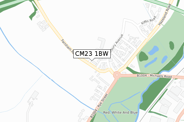 CM23 1BW map - large scale - OS Open Zoomstack (Ordnance Survey)