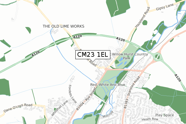 CM23 1EL map - small scale - OS Open Zoomstack (Ordnance Survey)