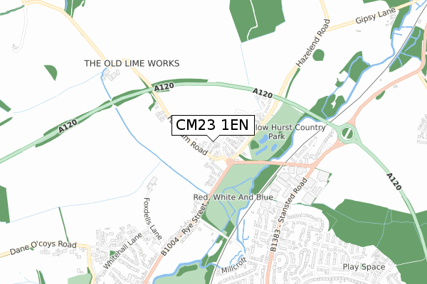 CM23 1EN map - small scale - OS Open Zoomstack (Ordnance Survey)