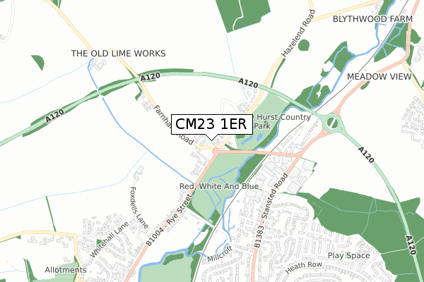 CM23 1ER map - small scale - OS Open Zoomstack (Ordnance Survey)