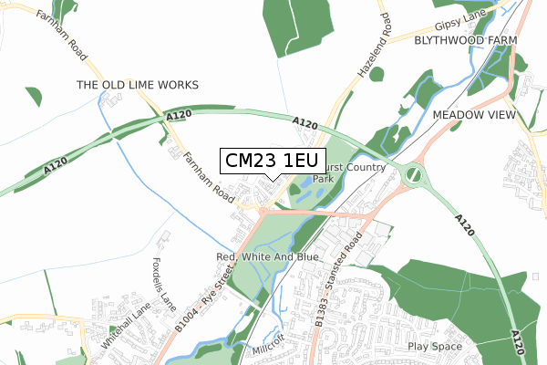 CM23 1EU map - small scale - OS Open Zoomstack (Ordnance Survey)