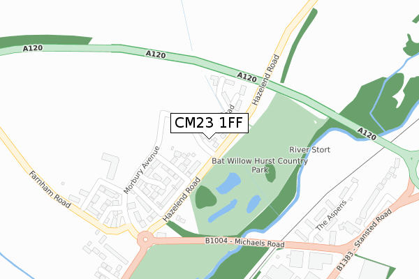 CM23 1FF map - large scale - OS Open Zoomstack (Ordnance Survey)