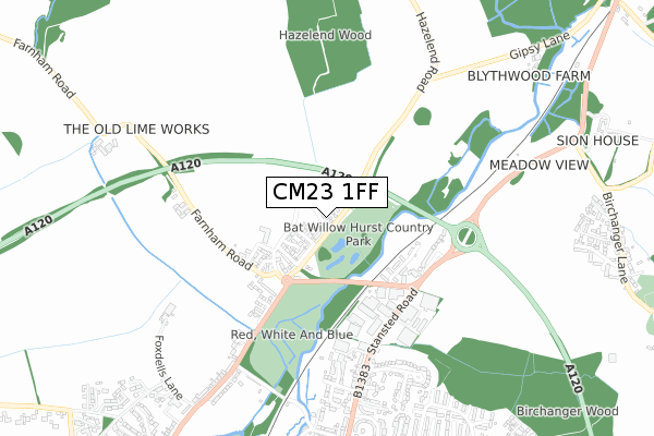 CM23 1FF map - small scale - OS Open Zoomstack (Ordnance Survey)