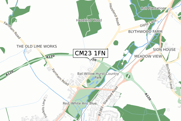 CM23 1FN map - small scale - OS Open Zoomstack (Ordnance Survey)