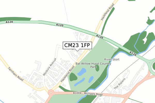CM23 1FP map - large scale - OS Open Zoomstack (Ordnance Survey)