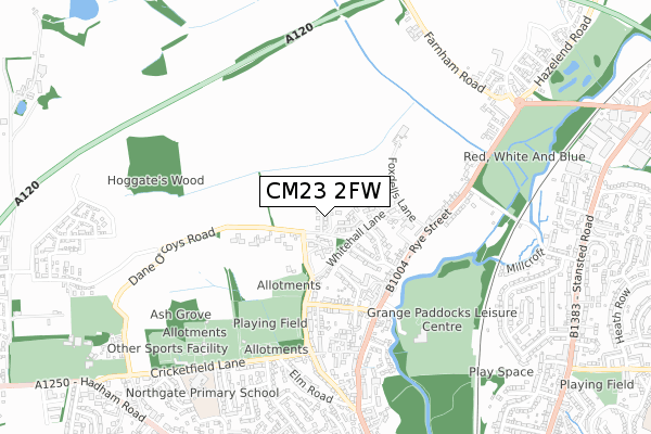 CM23 2FW map - small scale - OS Open Zoomstack (Ordnance Survey)