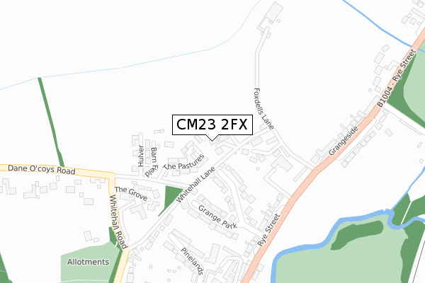 CM23 2FX map - large scale - OS Open Zoomstack (Ordnance Survey)