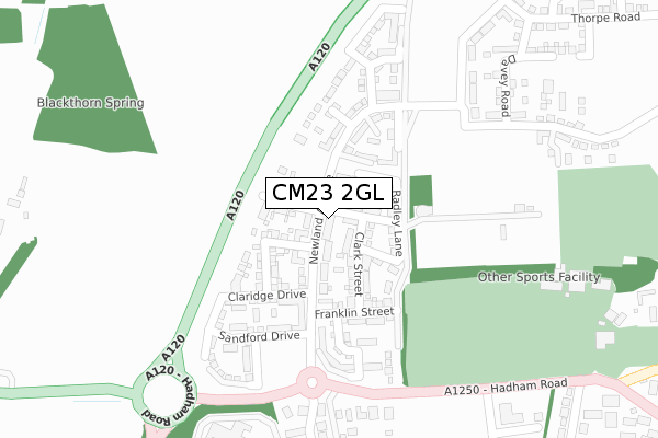 CM23 2GL map - large scale - OS Open Zoomstack (Ordnance Survey)