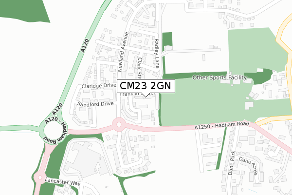 CM23 2GN map - large scale - OS Open Zoomstack (Ordnance Survey)