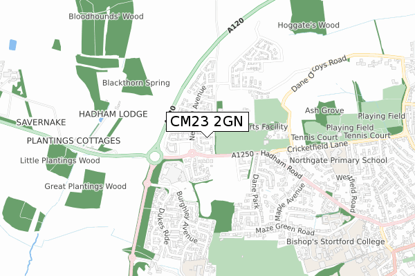 CM23 2GN map - small scale - OS Open Zoomstack (Ordnance Survey)
