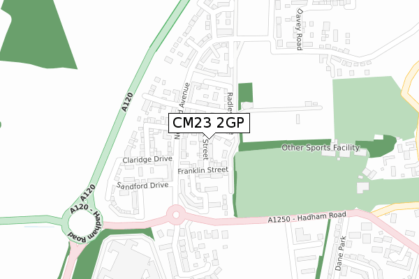CM23 2GP map - large scale - OS Open Zoomstack (Ordnance Survey)