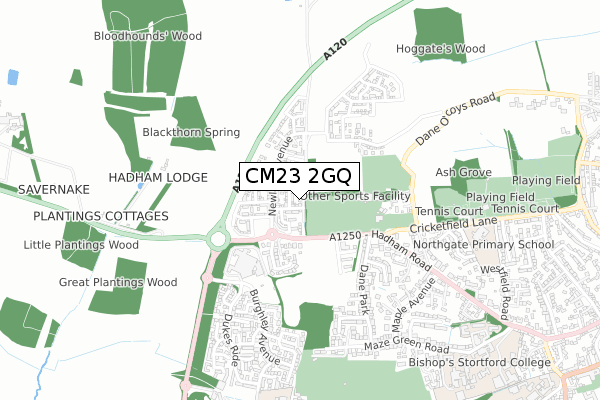 CM23 2GQ map - small scale - OS Open Zoomstack (Ordnance Survey)
