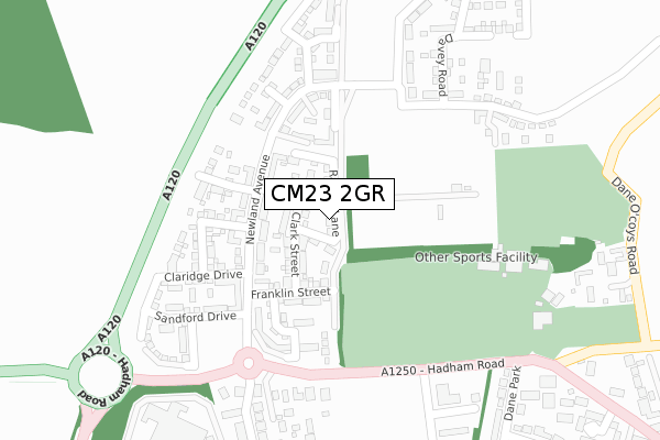 CM23 2GR map - large scale - OS Open Zoomstack (Ordnance Survey)