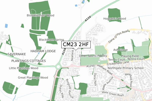 CM23 2HF map - small scale - OS Open Zoomstack (Ordnance Survey)