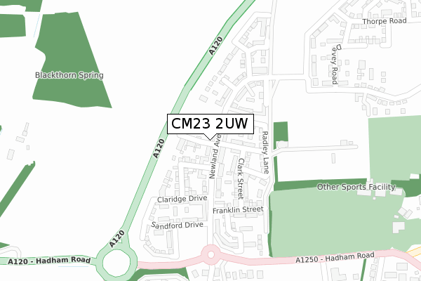 CM23 2UW map - large scale - OS Open Zoomstack (Ordnance Survey)