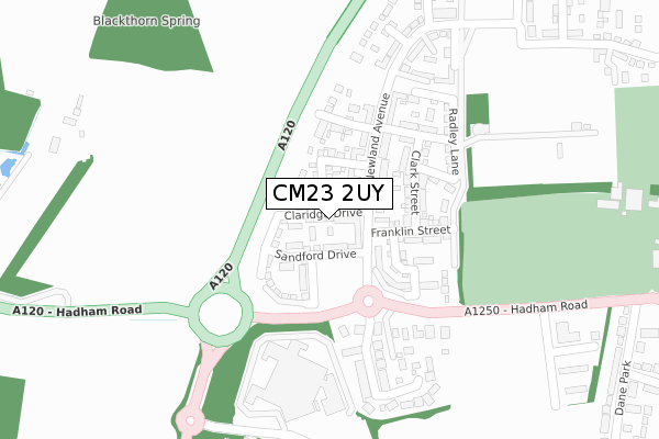 CM23 2UY map - large scale - OS Open Zoomstack (Ordnance Survey)