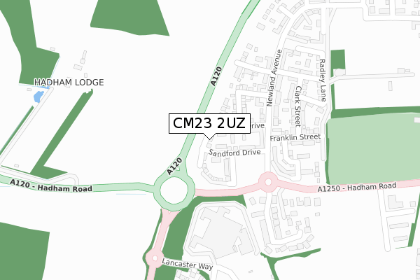 CM23 2UZ map - large scale - OS Open Zoomstack (Ordnance Survey)