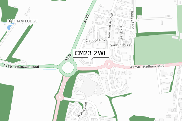 CM23 2WL map - large scale - OS Open Zoomstack (Ordnance Survey)