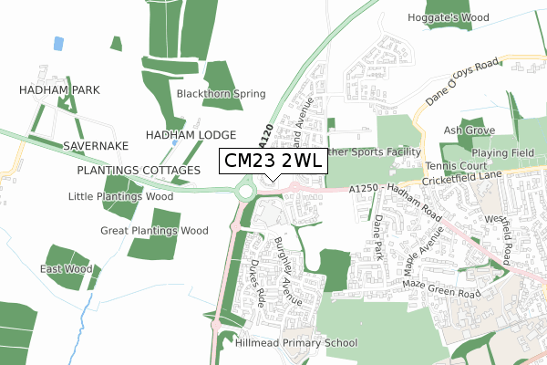 CM23 2WL map - small scale - OS Open Zoomstack (Ordnance Survey) CM23 2WL map - small scale - OS Open Zoomstack (Ordnance Survey)