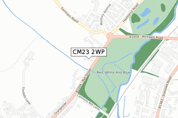 CM23 2WP map - large scale - OS Open Zoomstack (Ordnance Survey)