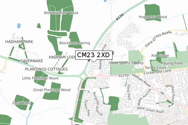 CM23 2XD map - small scale - OS Open Zoomstack (Ordnance Survey)