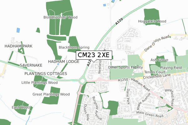 CM23 2XE map - small scale - OS Open Zoomstack (Ordnance Survey)