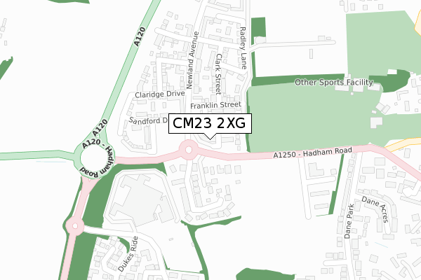 CM23 2XG map - large scale - OS Open Zoomstack (Ordnance Survey)