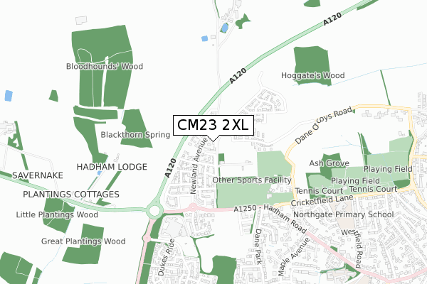 CM23 2XL map - small scale - OS Open Zoomstack (Ordnance Survey)