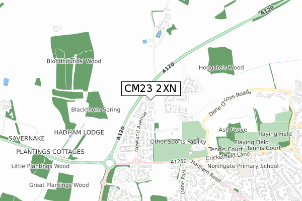 CM23 2XN map - small scale - OS Open Zoomstack (Ordnance Survey)