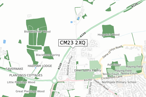 CM23 2XQ map - small scale - OS Open Zoomstack (Ordnance Survey)