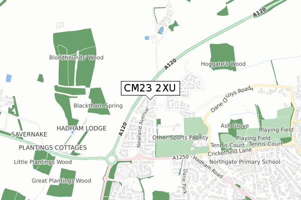 CM23 2XU map - small scale - OS Open Zoomstack (Ordnance Survey)